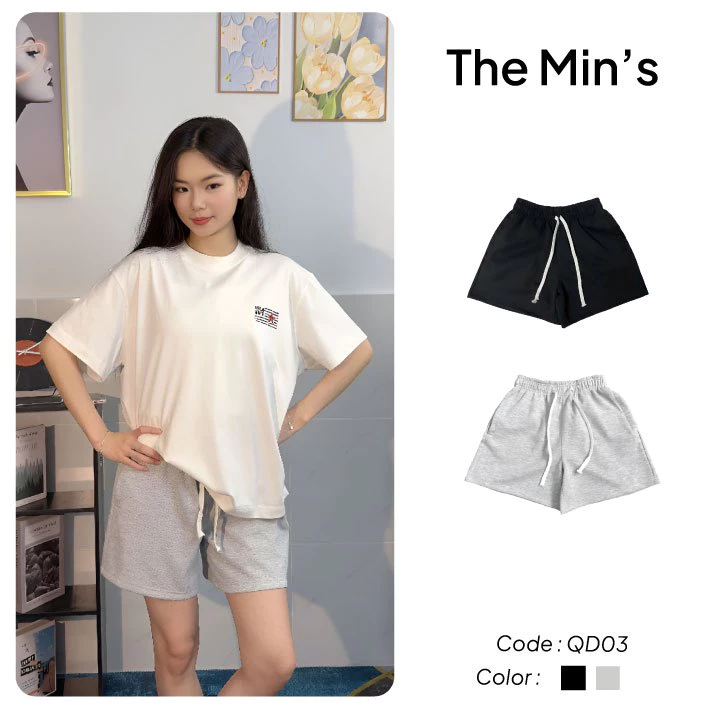 Quần Short Nỉ 2 Da Local Brand THE MIN'S QD03 Quần Đùi Unisex Form Rộng