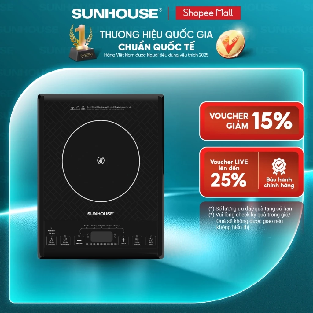 Bếp đơn hồng ngoại Sunhouse SHD6011 - Công suất 2000W - Phím bấm điện tử - 5 chế độ nấu - Bảo hành 12 tháng