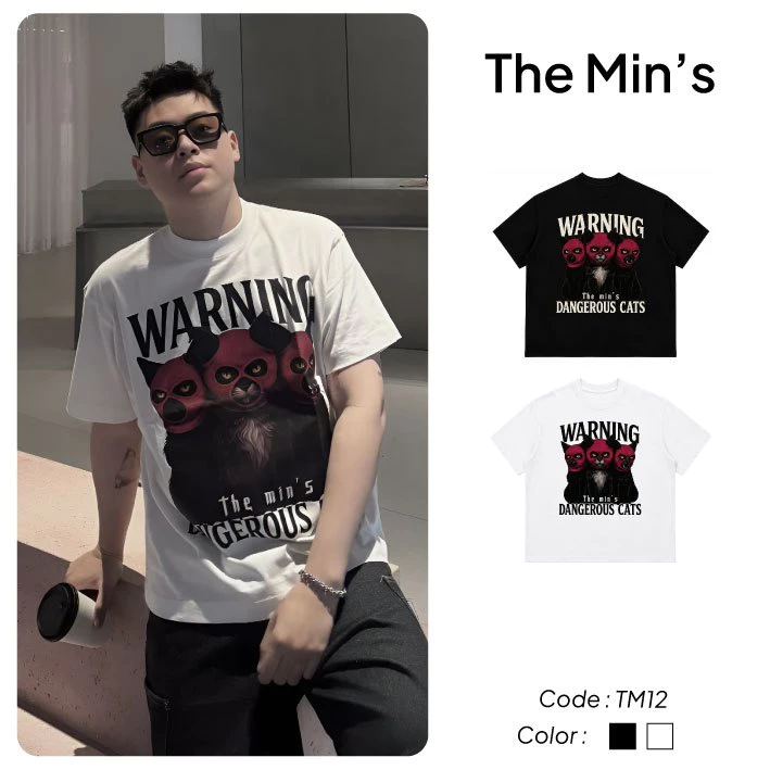 Áo Thun Local Brand THE MIN’S WARNING TM12 Áo Thun Form Boxy Vải Cotton Định Lượng 260gsm