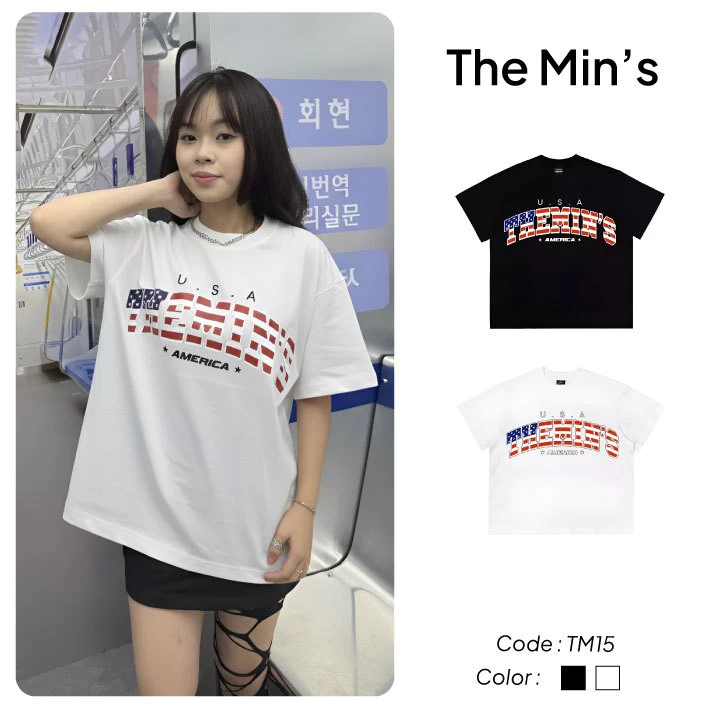 Áo Thun Local Brand Themin's AMERICAN FLAG TM15 Áo Thun Unisex Form Boxy Vải Cotton 260gsm