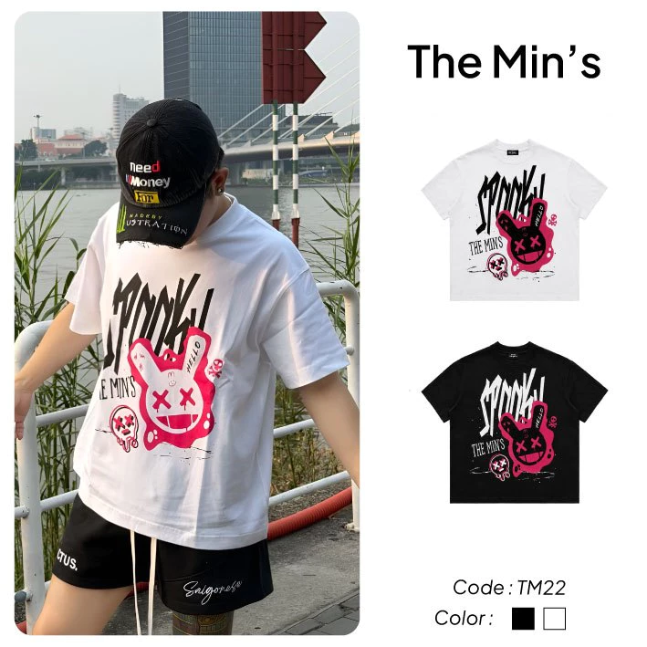 Áo Thun Local Brand THE MINS HELLO TM22 Áo Thun Unisex Form Boxy Vải Cotton 100%