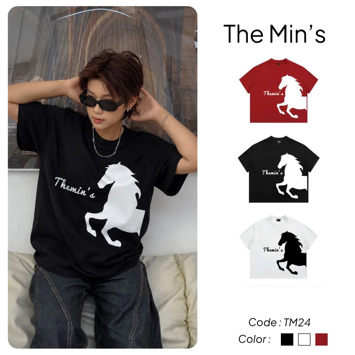 Áo Thun Local Brand THE MINS SHADOW HORSE TM24 Áo Thun Unisex Form Boxy Vải Cotton 100%