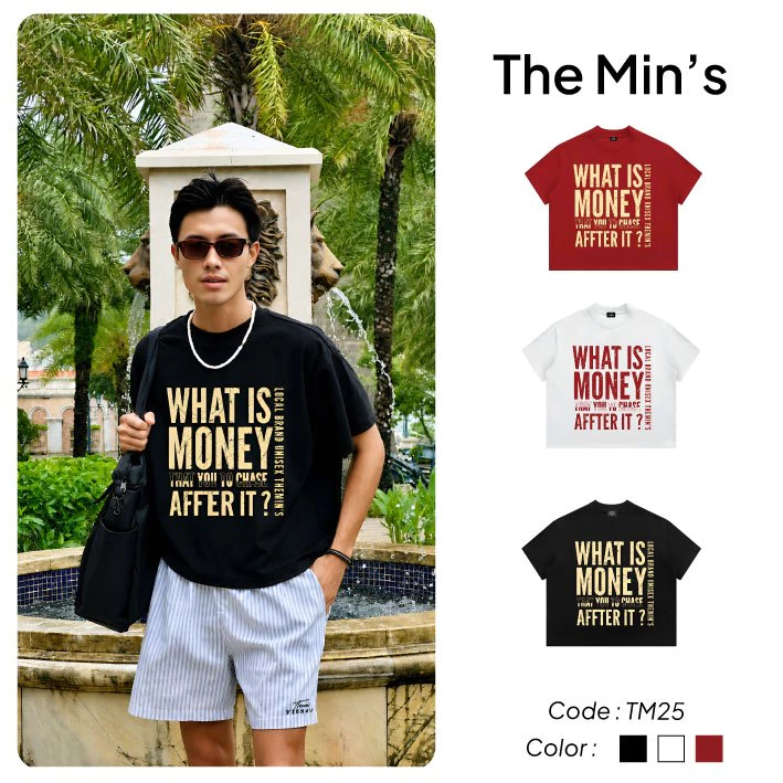 Áo Thun Local Brand THE MINS MONEY TALK TM25 Áo Thun Unisex Form Boxy Vải Cotton 100%