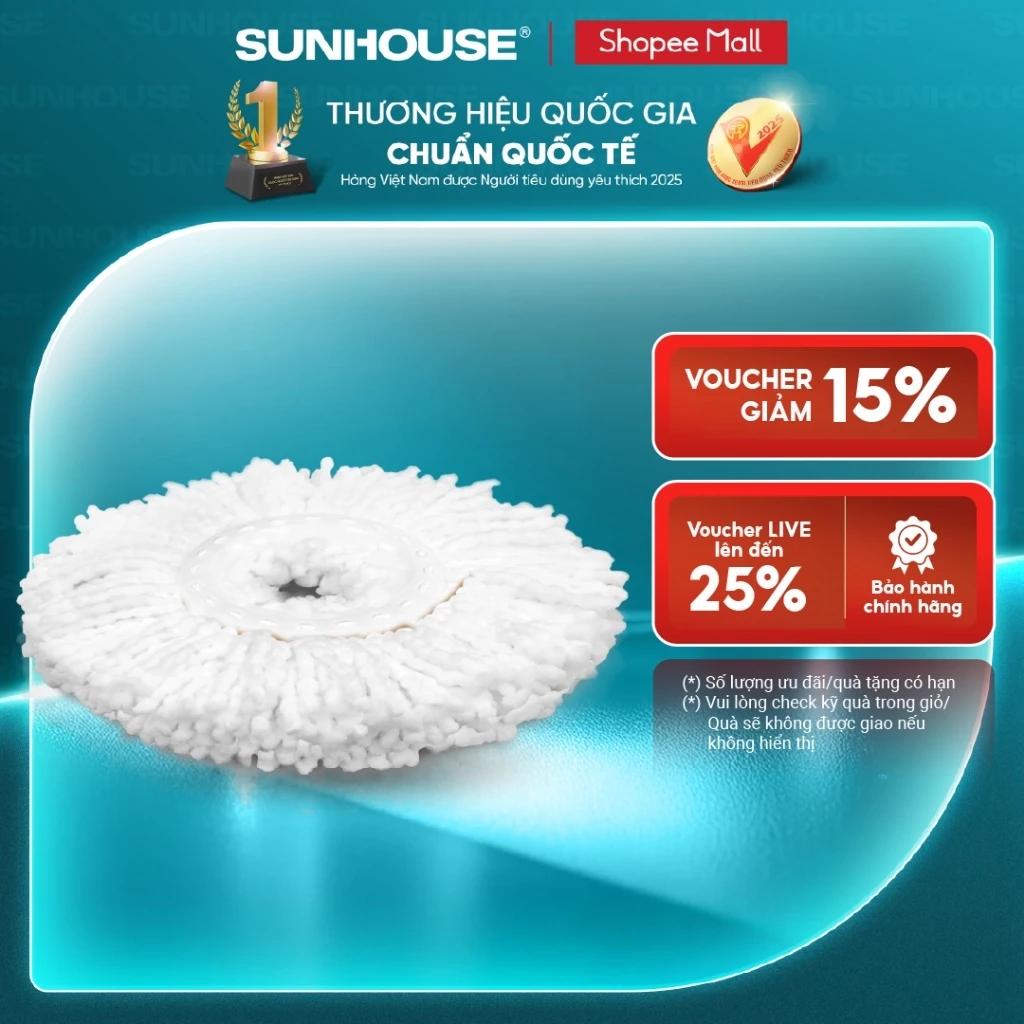 Bông Lau Nhà Microfiber Xoay 360 Độ SUNHOUSE KS-CO350M Đường Kính 360