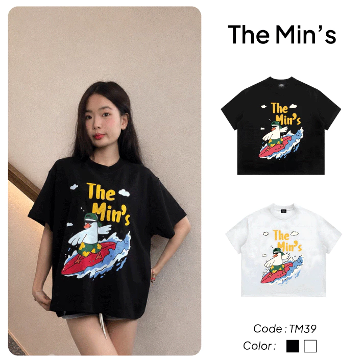 Áo Thun Local Brand The Min’s Duck Surfing TM39 Áo Thun Unisex Form Boxy Vải Cotton