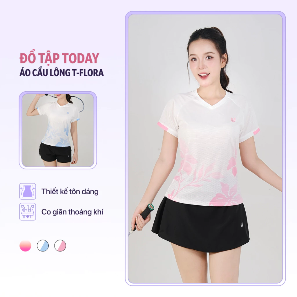 [New Arrival] Áo thể thao cầu lông nữ T-Flora thoáng khí chất liệu cao cấp siêu nhẹ cùng họa tiết Hoa nữ tính trẻ trung