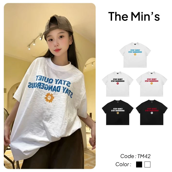 Áo Thun Vải Xược Local Brand The Min’s Stay Quiet Tee TM42 Áo Thun Unisex Form Boxy Vải Xược Cotton