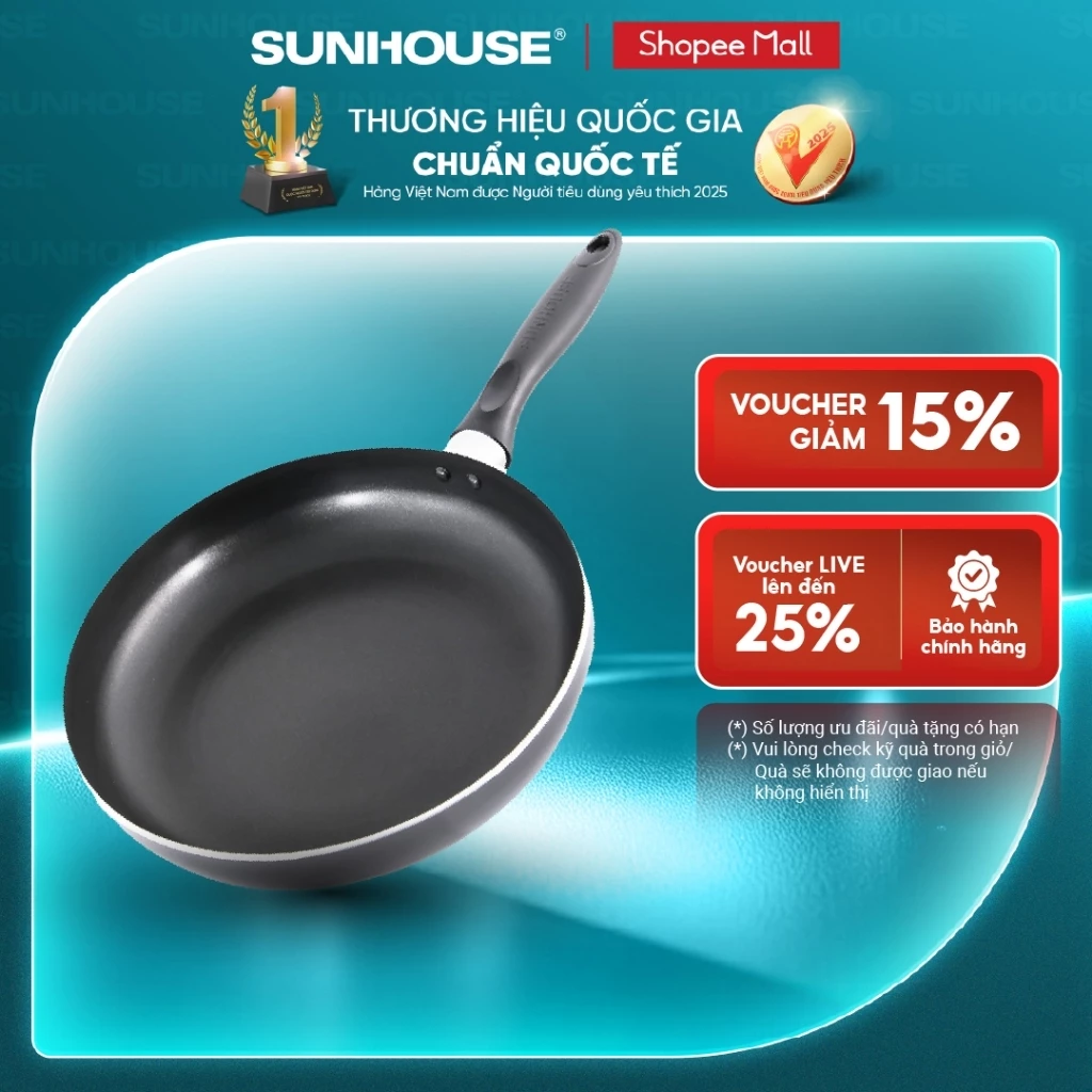 Chảo từ Sunhouse Magnetic Pan SHM - Đường kính 22-24-26-30 cm - Hàng chính hãng