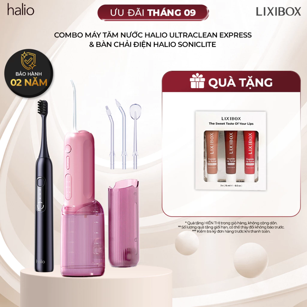 Combo Máy Tăm Nước Halio UltraClean Express Hydro Floss & Bàn Chải Điện Halio SonicLite Electric Toothbrush - Ocean Blue