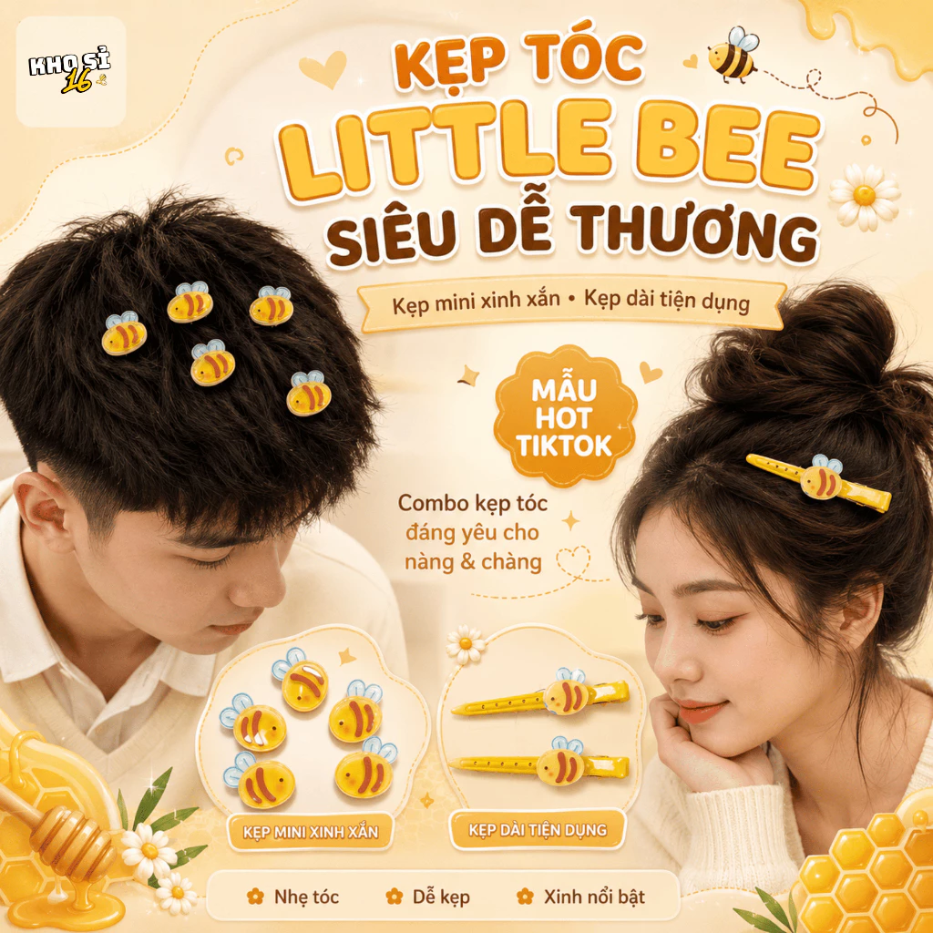 Kẹp Tóc Hình Chú Ong Vàng Cute Dễ Thương, Phụ Kiện Tóc Nữ Bé Gái Phong Cách Đáng Yêu_Khosi16