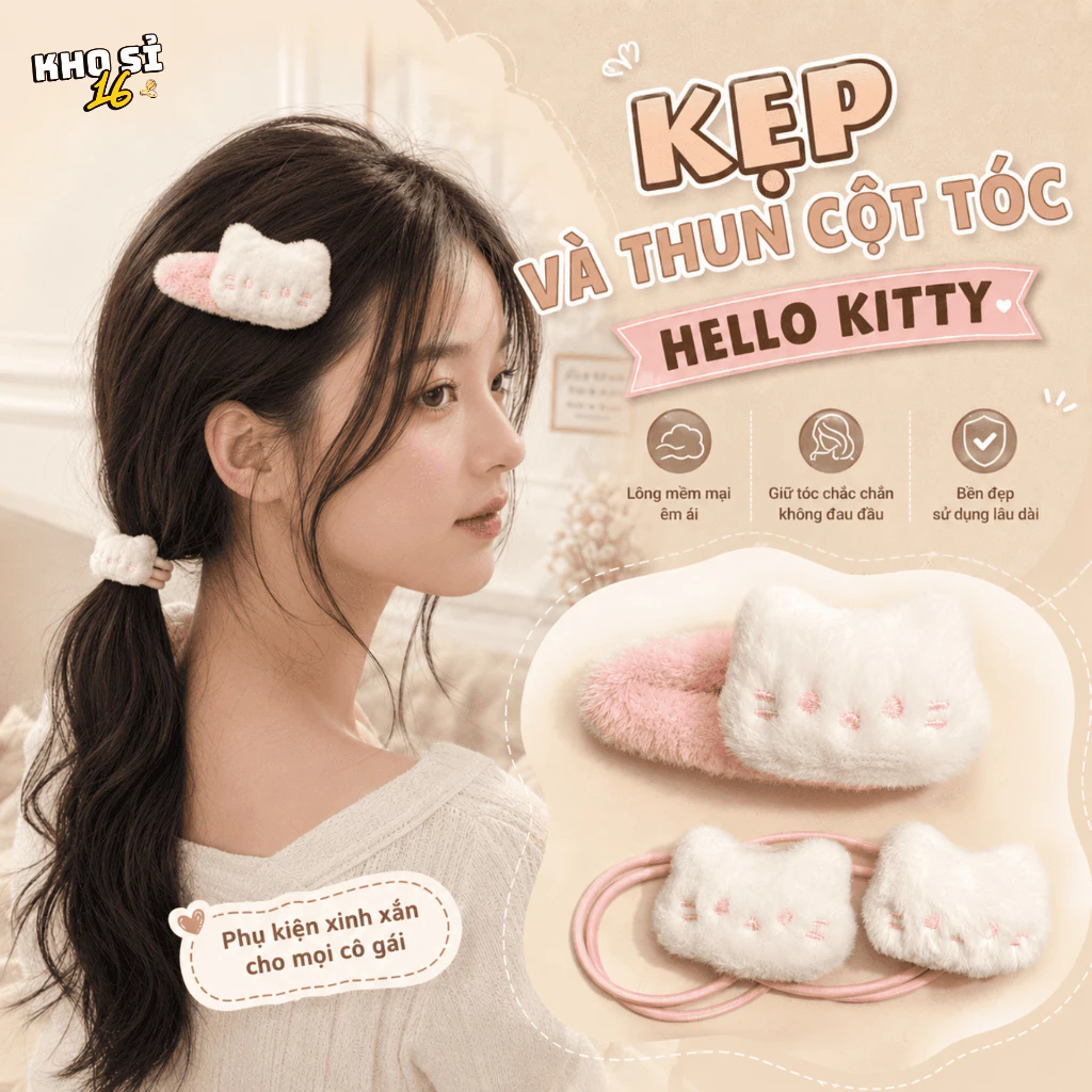 Kẹp Tóc Lông Xù Hình Bàn Chân Mèo Cute, Phụ Kiện Tóc Nữ Mềm Mại Màu Hồng Trắng Dễ Phối Đồ Xinh_khosi16