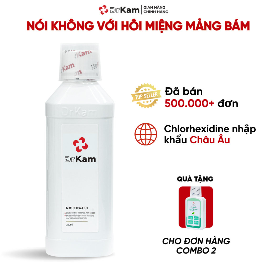Nước Súc Miệng Chuẩn Y Khoa DrKam 250ml - Khử Hôi Miệng Giảm Viêm Nướu - Không…