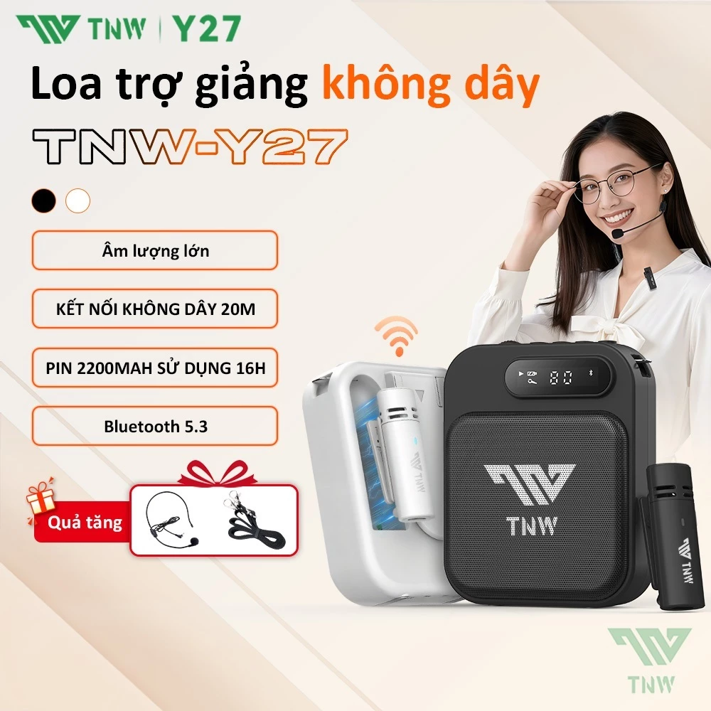 TNW Y27 Loa trợ giảng có mic không dây tặng kèm mic có dây Pin trâu âm thanh lớn âm trong rõ ràng