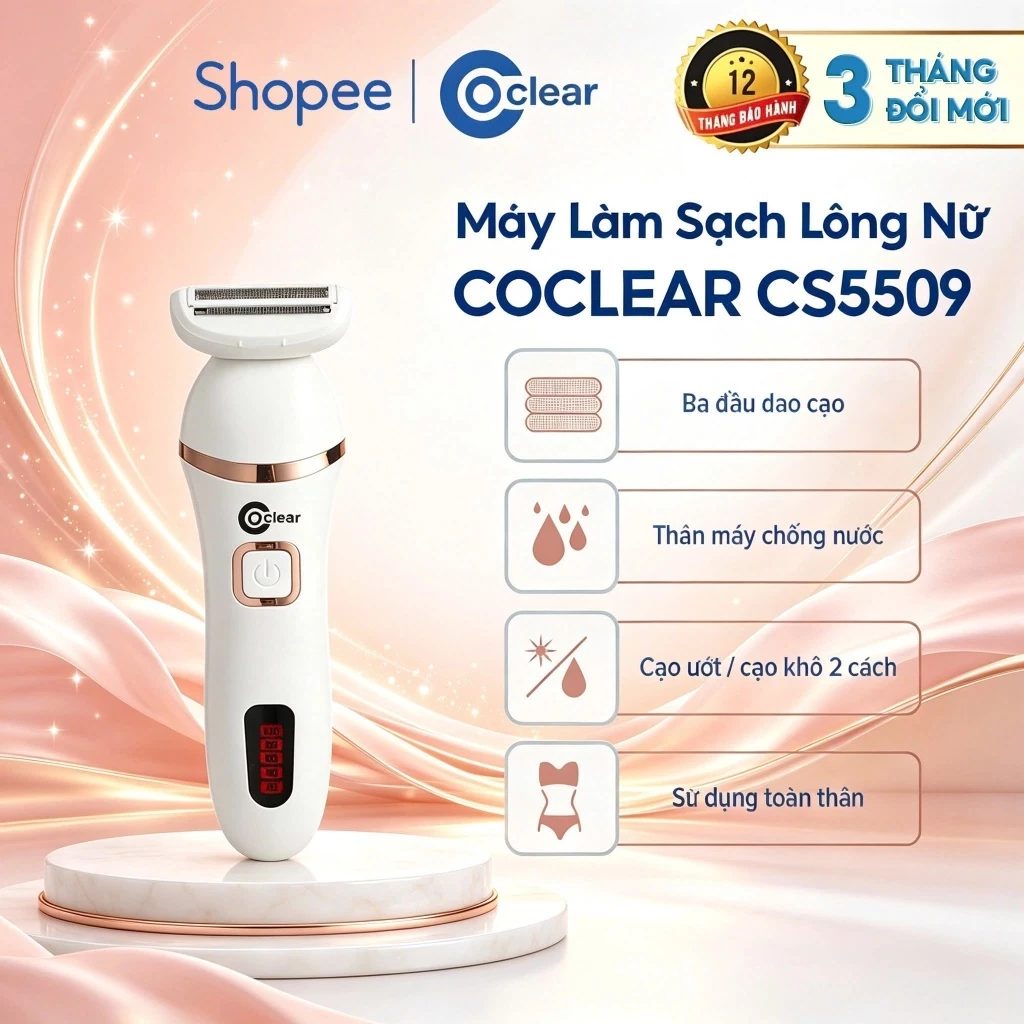 (NEW) Máy Làm Sạch Lông Cho Nữ Coclear CS5509 Thân Máy Kháng Nước - Hàng Chính Hãng