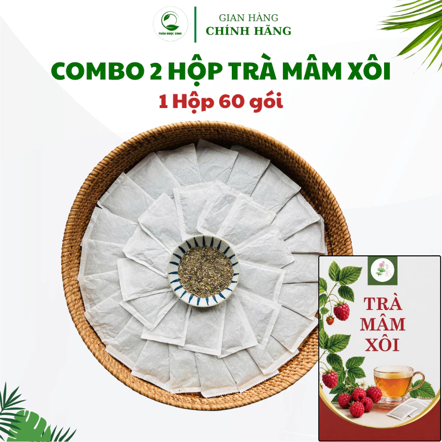 [Có Giấy VSATTP] 2 Hộp Trà Mâm Xôi Thảo Dược Zone Trà Túi Lọc Vừa Hộp 60 Gói