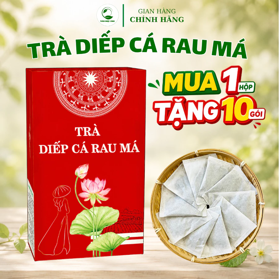 [Có Giấy VSATTP] Tặng 10 Gói - Trà Diếp Cá Rau Má Thảo Dược Zone 1 Hộp 30 Gói