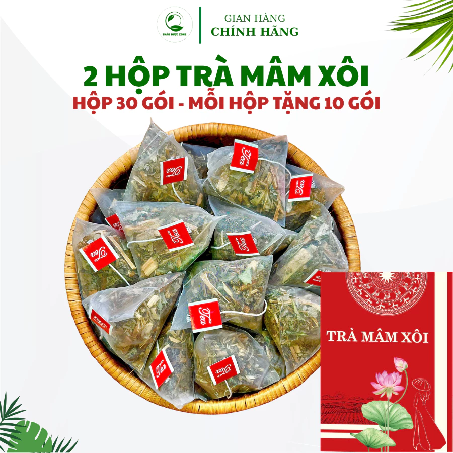 [Có Giấy VSATTP] Combo 2 Hộp Trà Mâm Xôi Mỗi Hộp Tặng 10 Gói Thảo Dược Zone Trà Túi Lọc To Hộp 30 Gói
