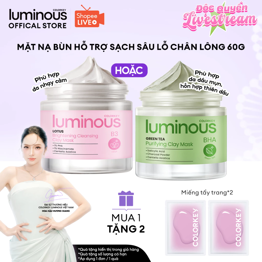 [KOL] Mặt Nạ Bùn Colorkey Luminous Hỗ Trợ Làm Sạch Da Không Gây Khô Da Khi Dùng 60g/hũ