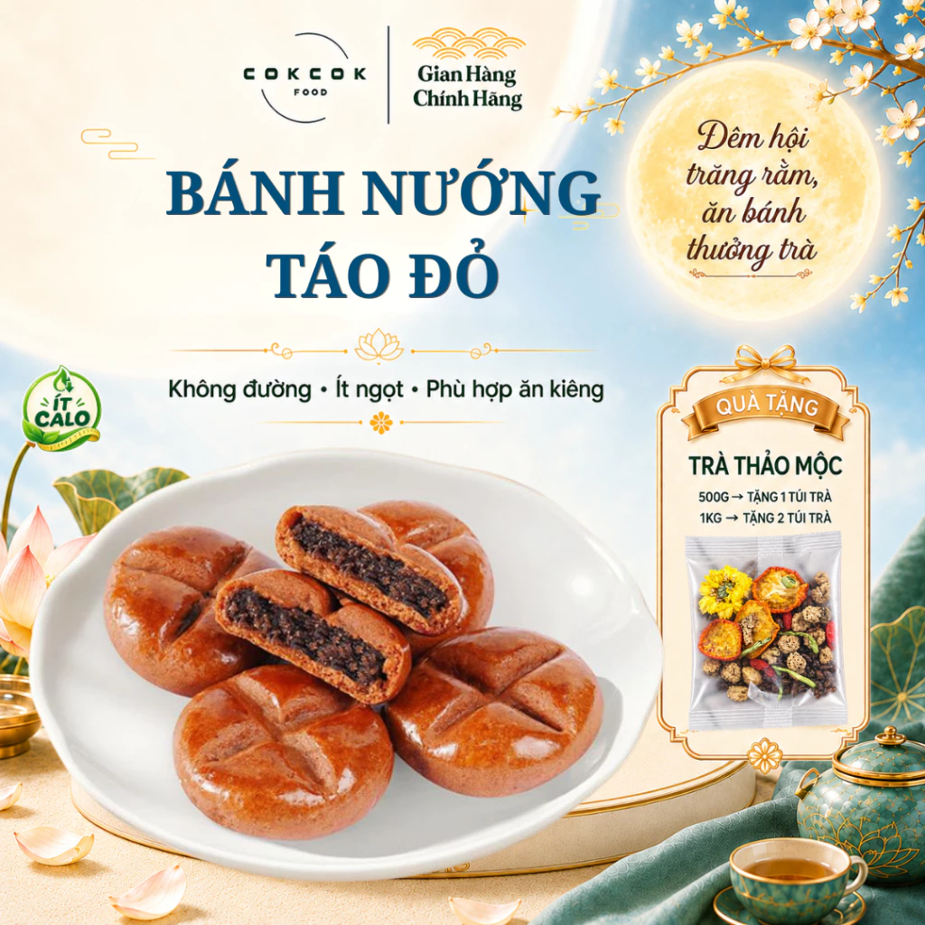 Bánh Nướng Táo Đỏ CokcokFood, Ít Ngọt, Ít Calo, Bánh Mềm Dẻo Healthy Eatclean, Phù Hợp Ăn Kiêng, Tốt Cho Sức Khoẻ