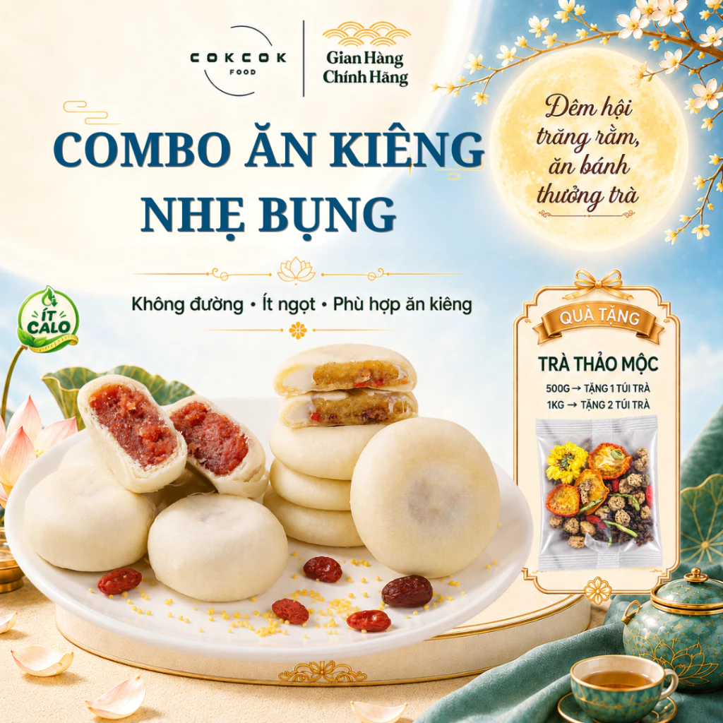 [Combo Ăn Kiêng] Bánh Sơn Trà Thanh Vị & Bánh Nấm Tremella CokcokFood, Ít Ngọt, Thanh Nhẹ, Dễ Ăn, Dưỡng Nhan Mỗi Ngày