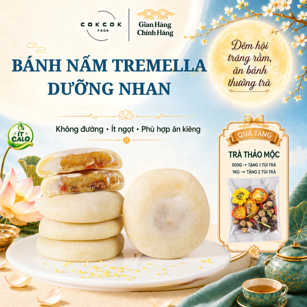 BÁNH NẤM TREMELLA Dưỡng Nhan CokCokFood - Bánh Ăn Vặt Healthy, Không Đường, Ít Calo, Mềm Dẻo, Phù Hợp Ăn Kiêng