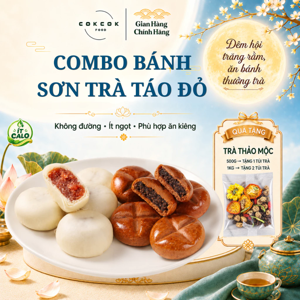 [Combo Bánh Sơn Trà Táo Đỏ] Bánh Sơn Trà Thanh Vị & Bánh Nướng Táo Đỏ CokCokFood, Ăn Vặt Healthy, Lành Mạnh