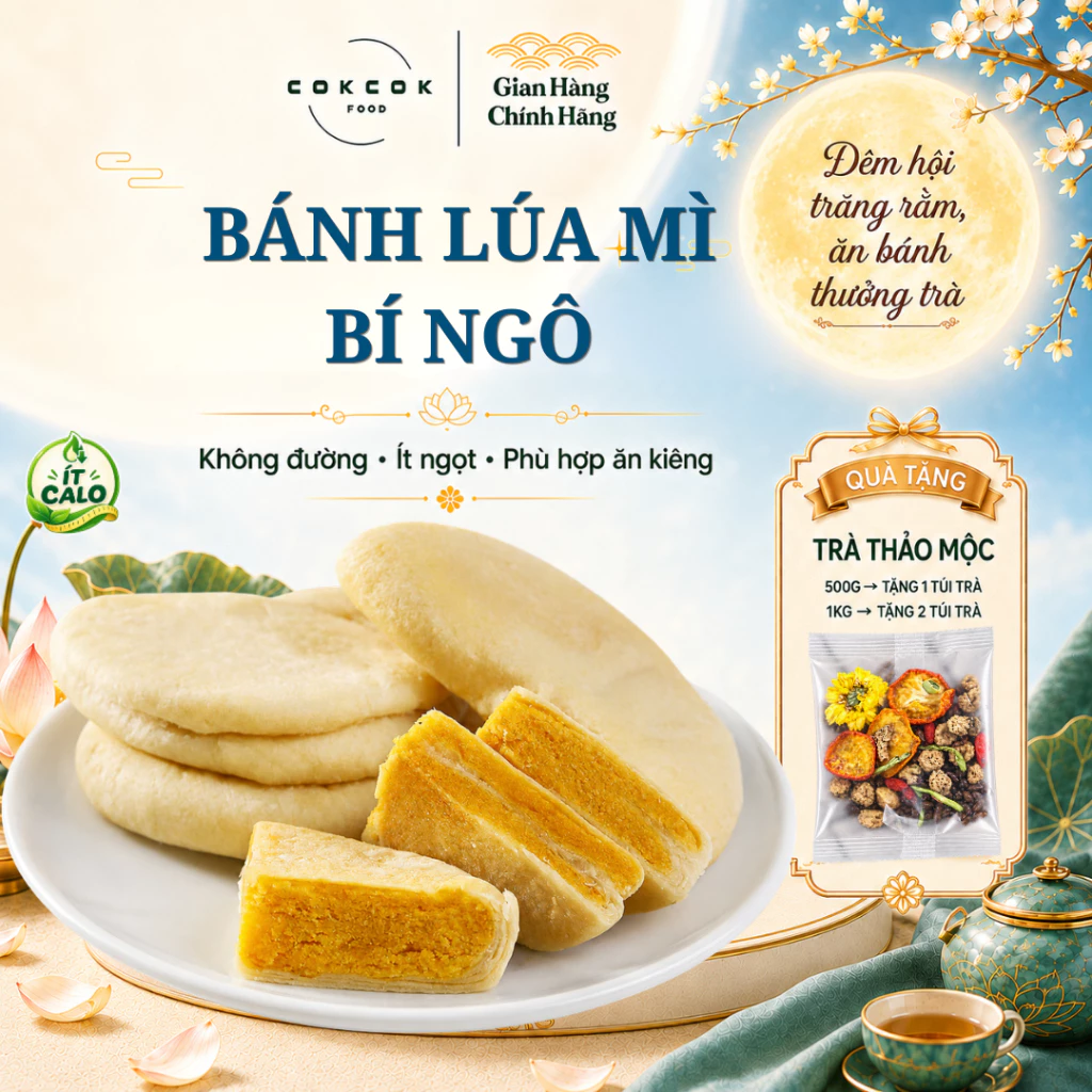 Bánh Lúa Mì Bí Ngô Không Đường CokCokFood, Bánh Ăn Vặt Healthy Lành Mạnh Ít Calo Tốt Cho Sức Khoẻ, Phù Hợp Ăn Kiêng