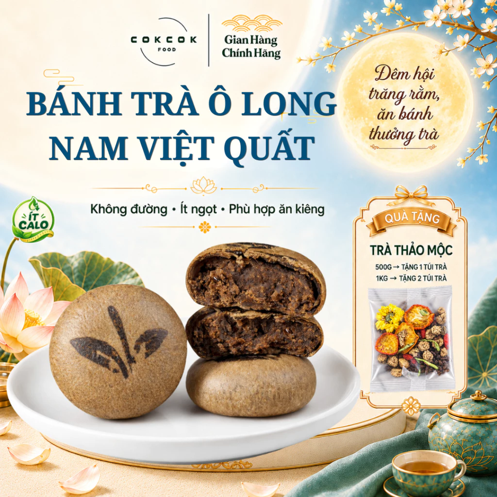 Bánh Trà Ô Long Nam Việt Quất Không Đường CokCokFood – Bánh Ăn Vặt Healthy, Mềm Mịn Chuẩn Vị Trà, Phù Hợp Ăn Kiêng