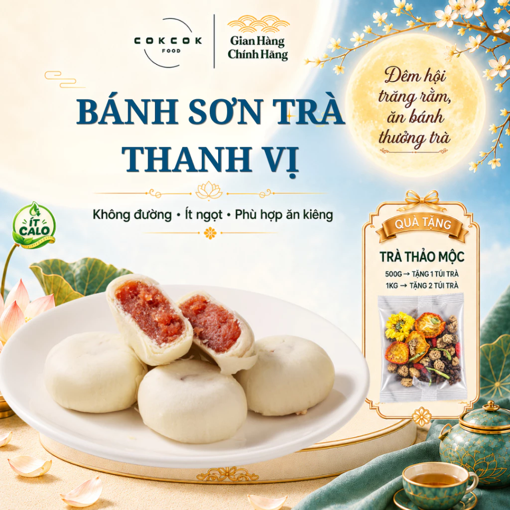 Bánh Sơn Trà Thanh Vị Không Đường CokcokFood, Mềm Dẻo, Ít Calo, Bánh Healthy Ăn Vặt Lành Mạnh Eatclean, Phù Hợp Ăn Kiêng
