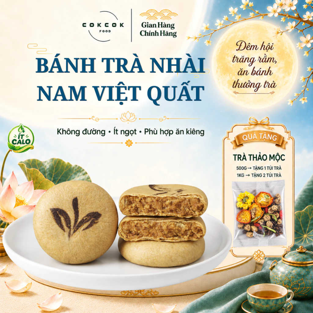 Bánh Trà Nhài Nam Việt Quất Không Đường CokCokFood – Bánh Ăn Vặt Healthy, Mềm Mịn Chuẩn Vị Trà, Ít Calo,Phù Hợp Ăn Kiêng