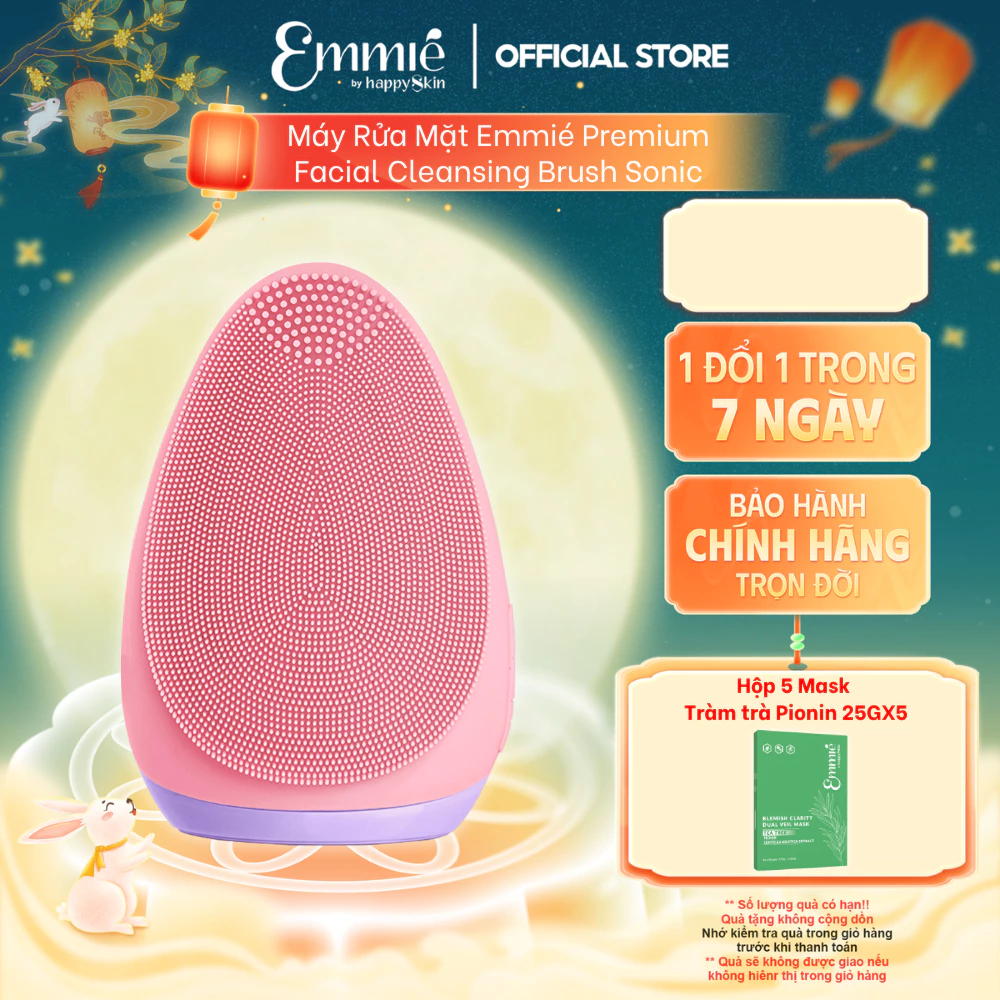 Máy rửa mặt Emmie Premium Facial Cleansing Brush Sonic 7 Tần Số Rung Hỗ Trợ Làm Sạch Da - Đạt Chứng Nhận Chuẩn FDA