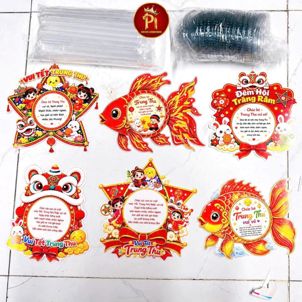 Sỉ 50 set phôi đựng bánh kẹo dạng gậy cằm tay, nguyên liệu làm quà Trung Thu cho bé, quà tặng sinh nhật, trang trí tiệc