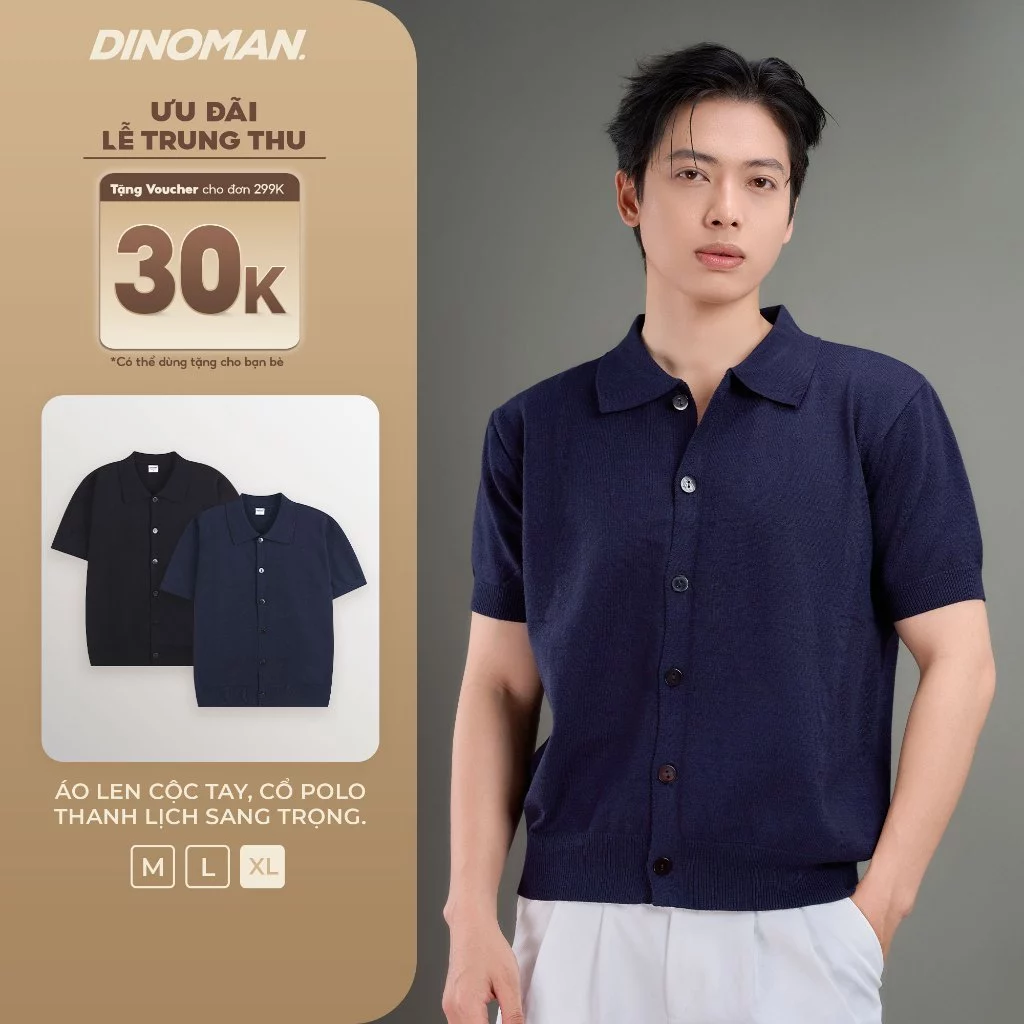 Áo Len Cộc Tay Dinoman Cổ Polo Thanh Lịch Sang Trọng Phong Cách Trẻ Trung Tinh Tế AL04