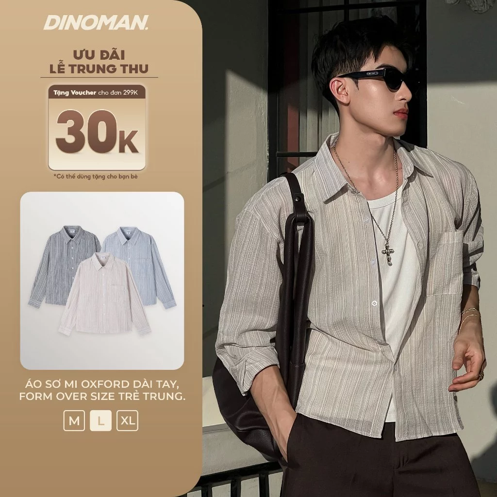Sơ Mi Kẻ Retro DINOMAN Form Relax Nhẹ Họa Tiết Kẻ Sọc Trẻ Trung Cotton Thoáng Mát SM035