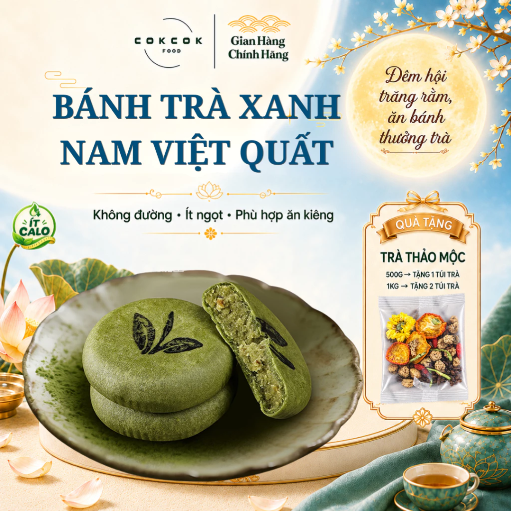 Bánh Trà Xanh Nam Việt Quất Không Đường Cokcok Food, Thơm Ngon, Ít Calo, Bánh Ăn Vặt Healthy Eatclean, Phù Hợp Ăn Kiêng