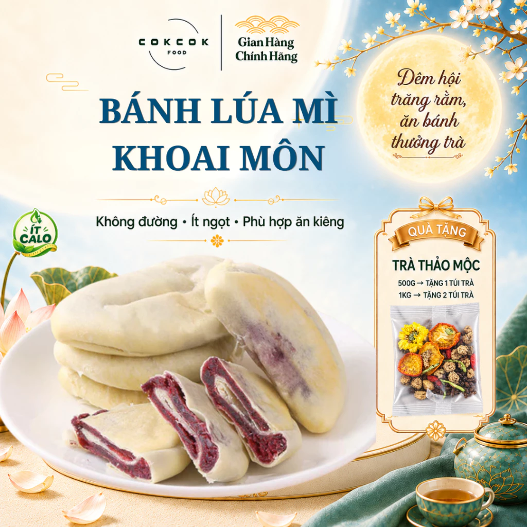 Bánh Lúa Mì Khoai Môn Không Đường CokCokFood, Bánh Ăn Vặt Ít Calo Healthy Bánh Lành Mạnh Tốt Cho Sức Khoẻ