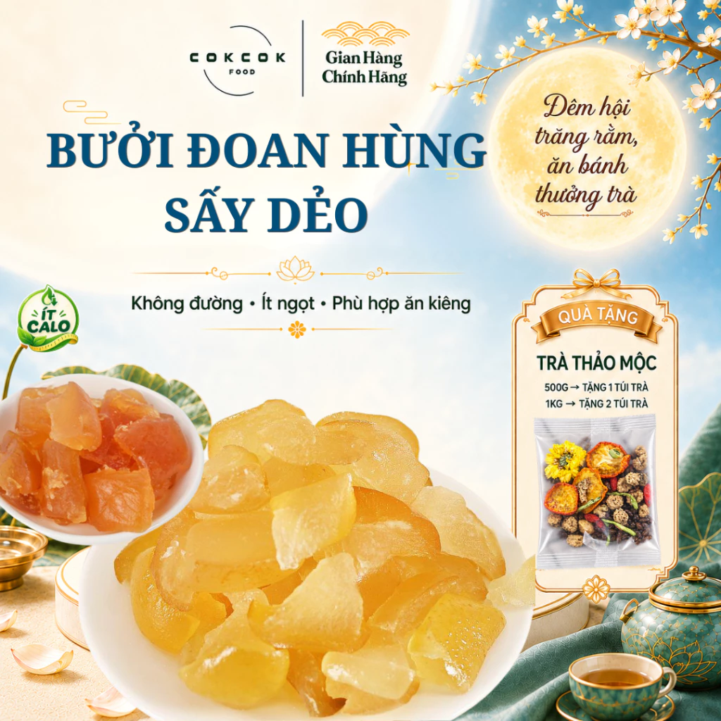 Bưởi Đoan Hùng Sấy Dẻo Mật Ong CokcokFood, Ăn Vặt Healthy Ít Ngọt, Giàu Vitamin C, Tăng Cường Miễn Dịch,Tốt Cho Tiêu Hóa
