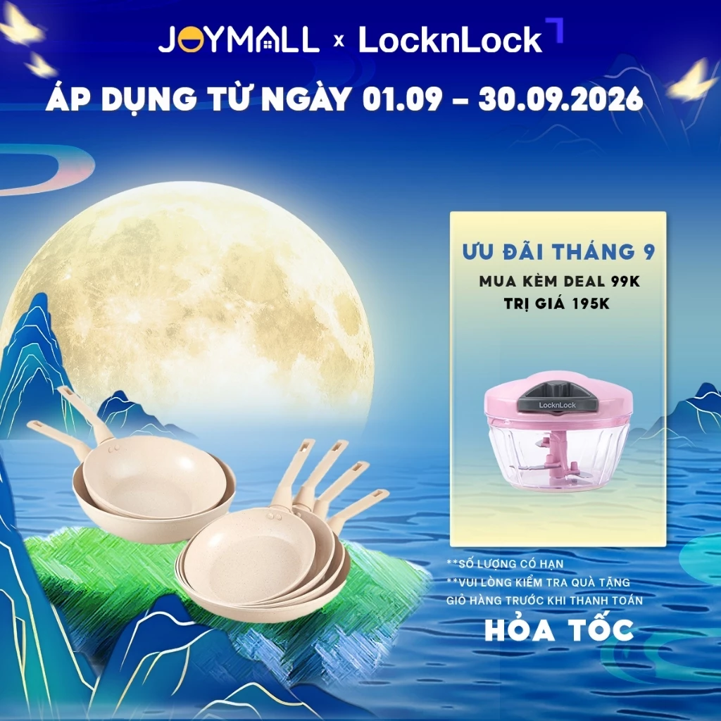 Chảo Nhôm Chống Dính Phủ Ceramic LocknLock Marble Ceramic IH CAF/CAW, Hãng Chính Hãng, Dùng Được Bếp Từ - JoyMall