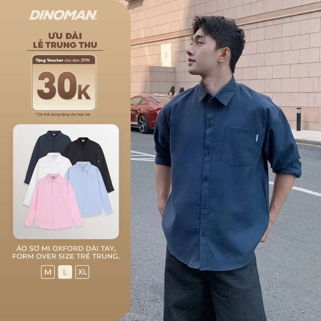 Áo Sơ Mi Nam Trơn DINOMAN Dài Tay Vải Oxford Cao Cấp Dày Dặn Thấm Hút Tốt SM03-2