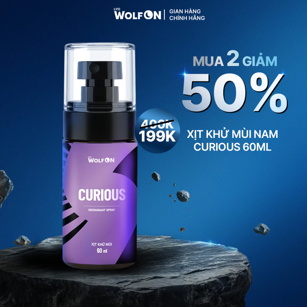 Body Mist Nam Xịt Toàn Thân LYD Wolf ON Curious 60ml Khử Mùi Cơ Thể Lưu Hương Nước Hoa Nam Khô Thoáng Cao Cấp