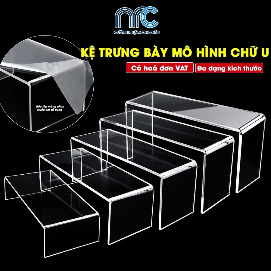 (CÓ HOÁ ĐƠN VAT) Combo 2 Kệ trưng bày mô hình, Kệ mica chữ U trong suốt - Hàng sẵn shop SẢN XUẤT