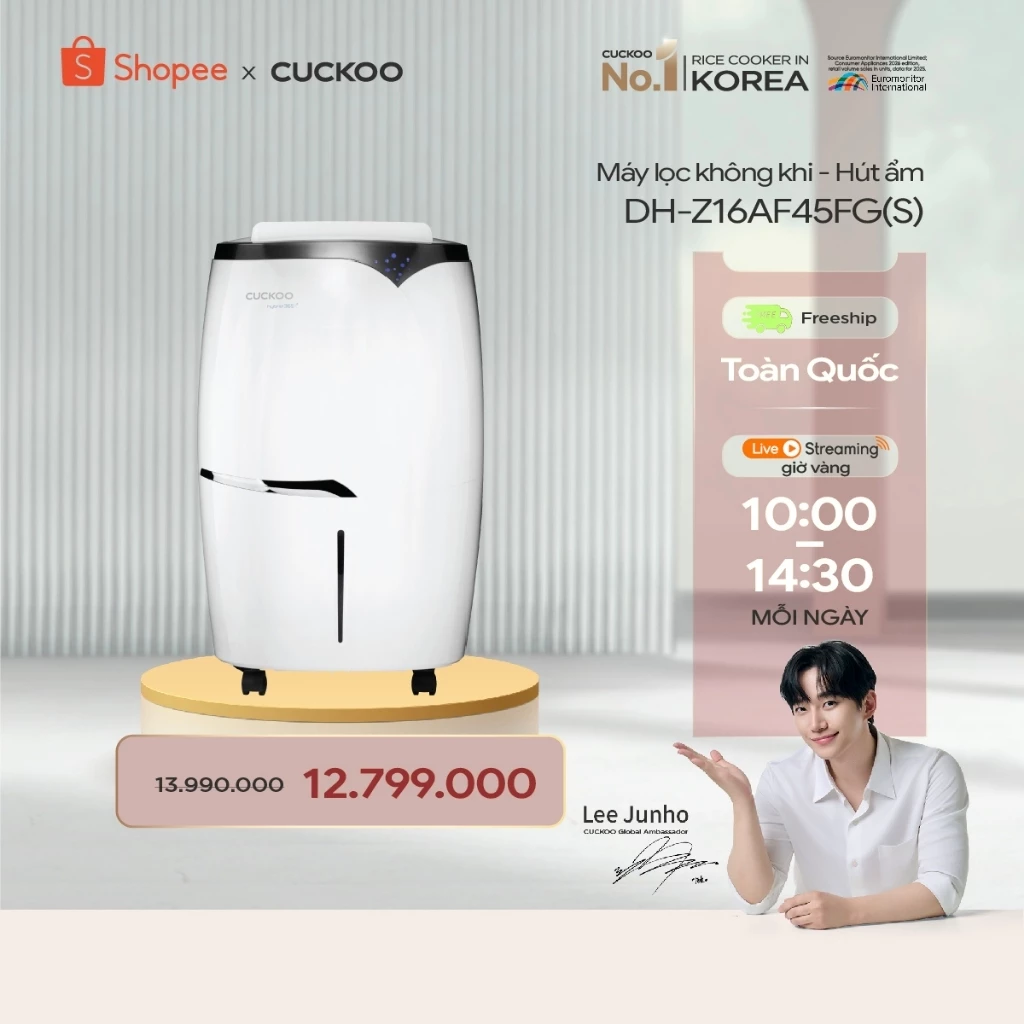 Máy Lọc Không Khí Hút Ẩm Cuckoo DH-Z16AF45FG(S)-Hàng Chính Hãng