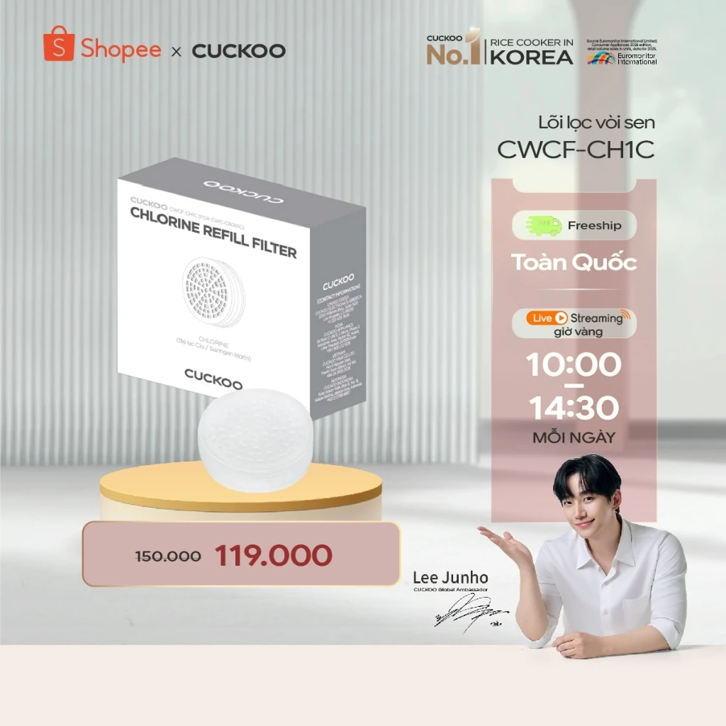 Phụ kiện vòi sen Cuckoo CWCF-CH1C: Lõi lọc Clo - Hàng chính hãng