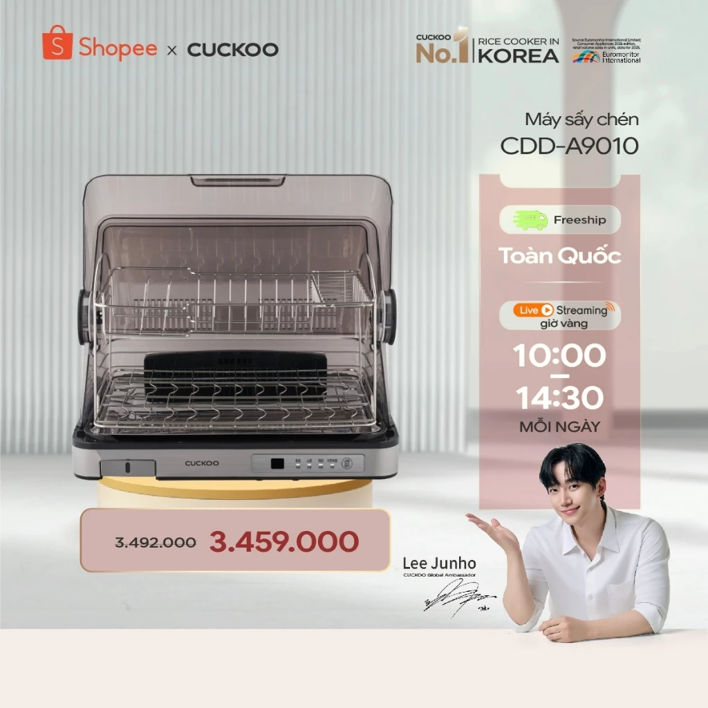 Máy sấy chén CUCKOO 40 lít CDD-A9010 công suất 350W - Hàng chính hãng