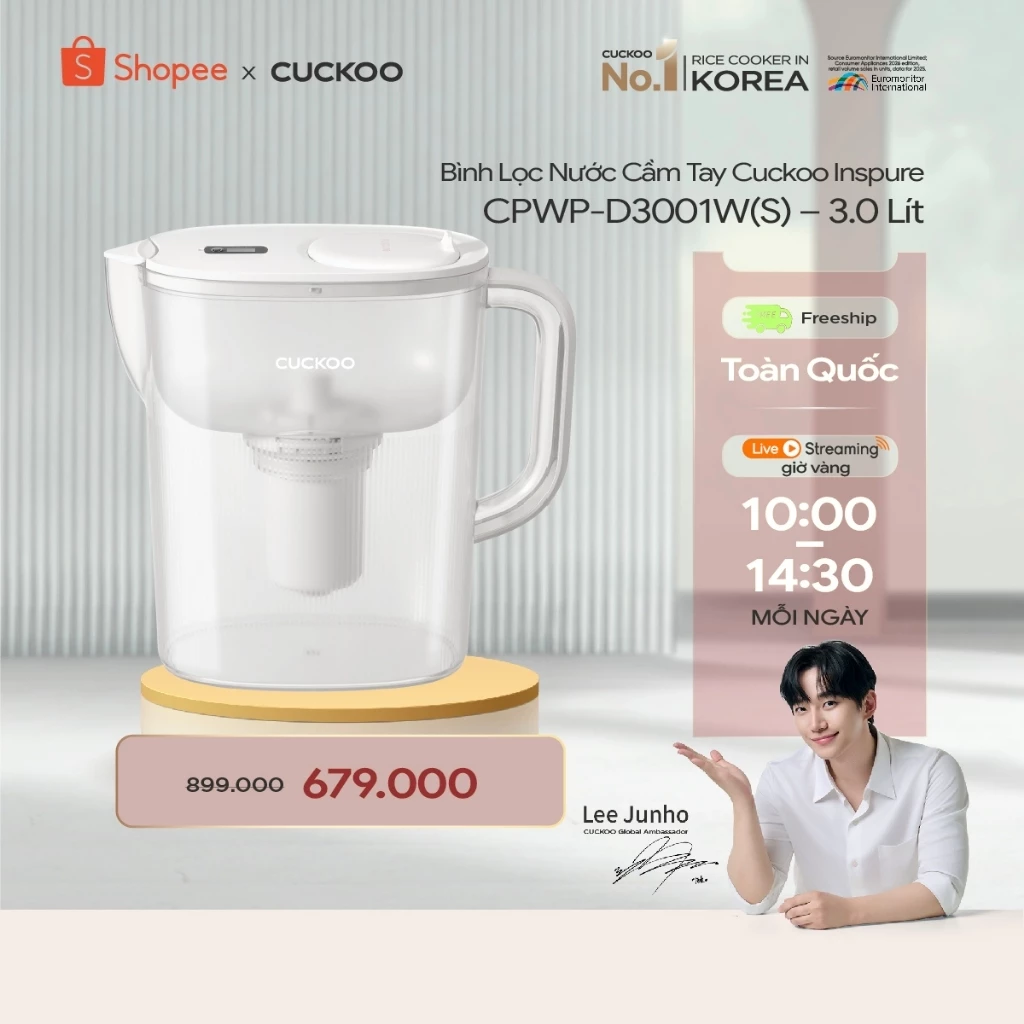 Bình Lọc Nước Cầm Tay Cuckoo Inspure CPWP-C3801W/EXP(S) – 3.8 Lít
