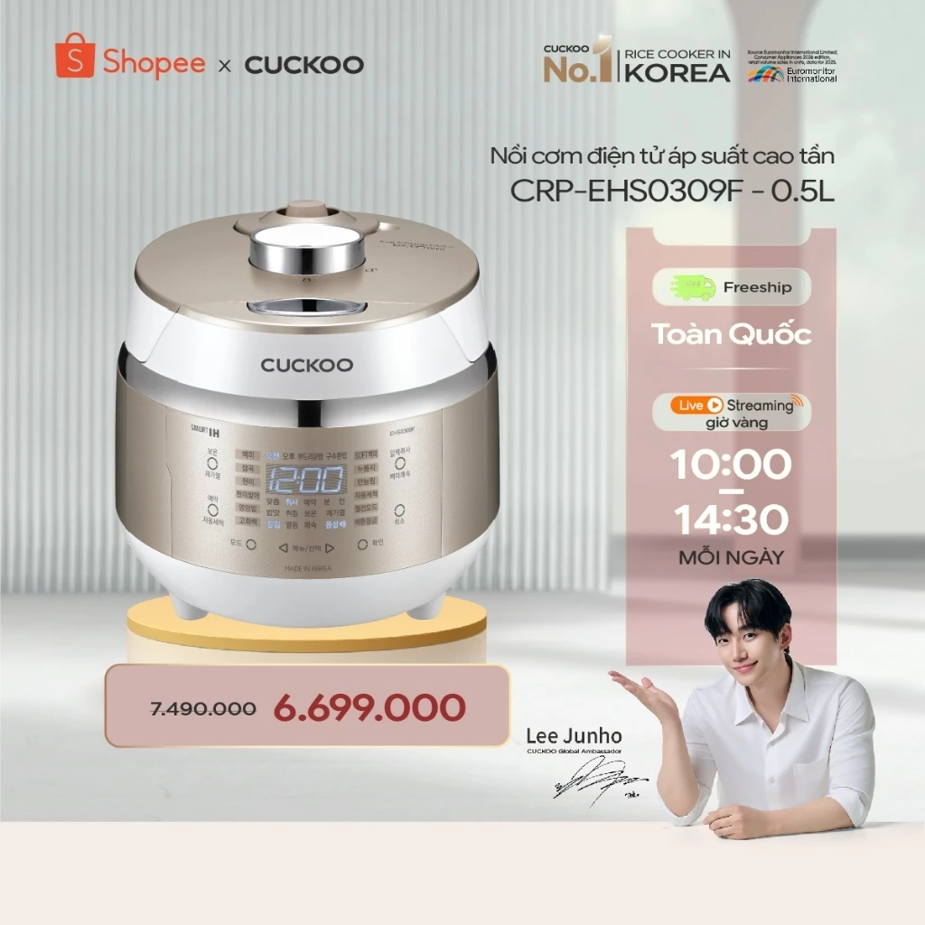 Nồi Cơm Điện Tử Áp Suất Cao Tần Mini 0.5L CRP-EHS0309F/WHGOVNCV- Bản Quốc Tế - Hàng chính hãng Cuckoovina