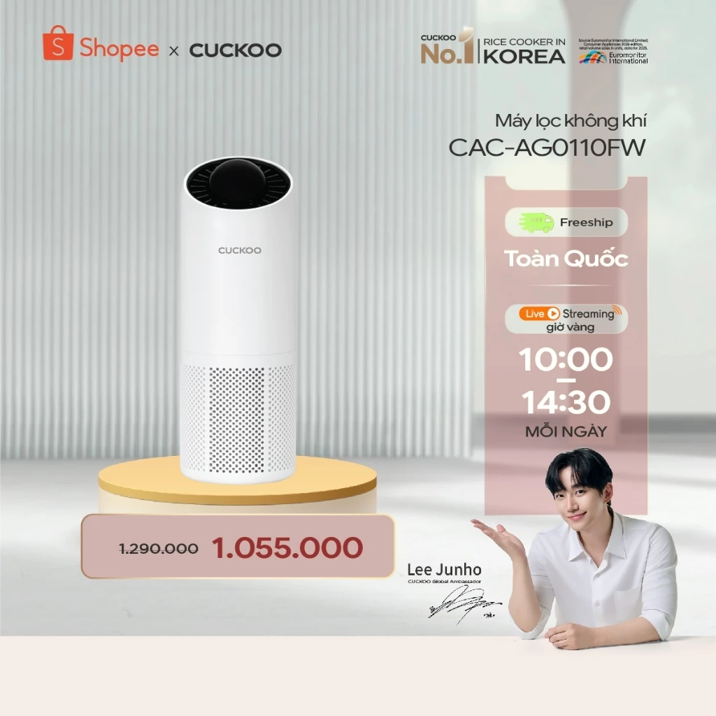 Máy lọc không khí Cuckoo CAC-AG0110FW/WHCKV Khuếch tán tinh dầu dùng trong xe ô tô - Hàng chính hãng