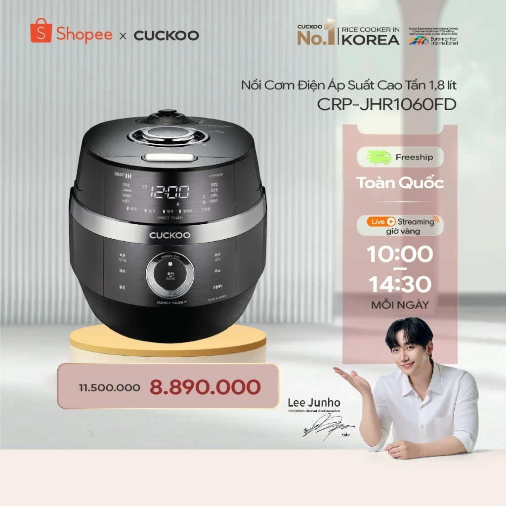 Nồi cơm điện áp suất cao tần Cuckoo CRP-JHR1060FD dung tích 1.8L-Công suất 1445W-Phiên bản nội địa, sử dụng Tiếng Hàn
