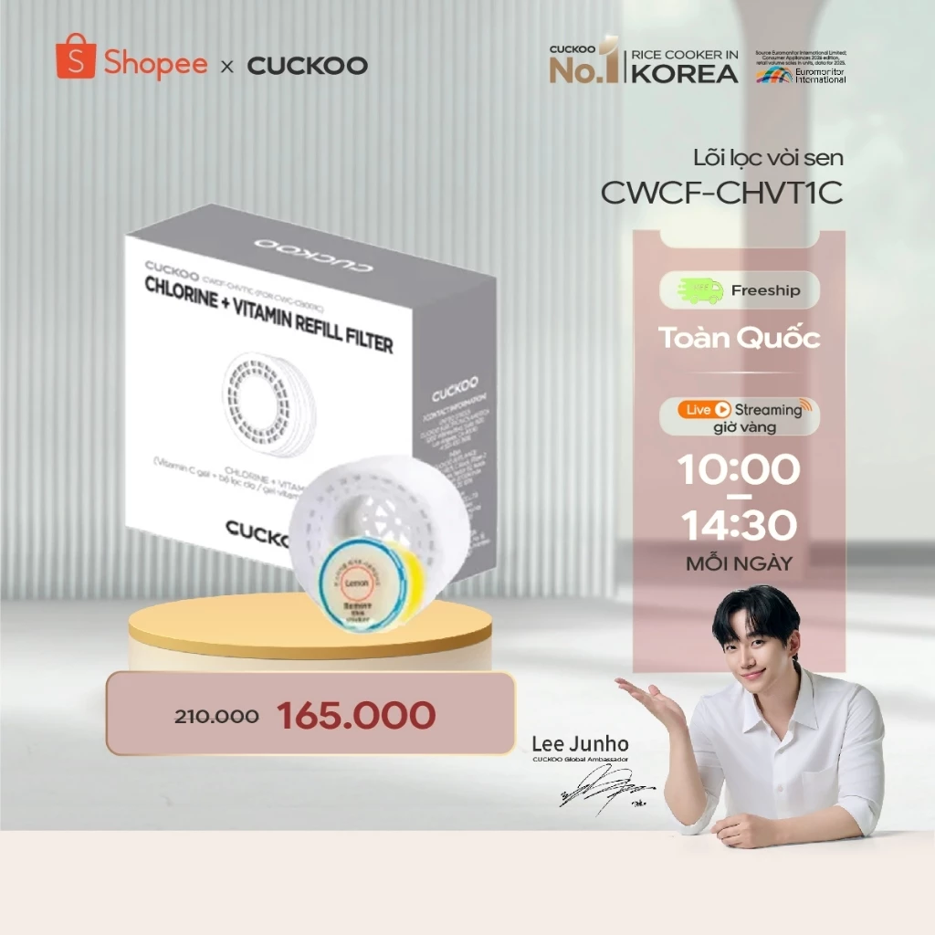 Phụ kiện vòi sen Cuckoo CWCF-CHVT1C: Lõi lọc Clo và Vitamin C - Hàng chính hãng - Chất lượng Hàn Quốc