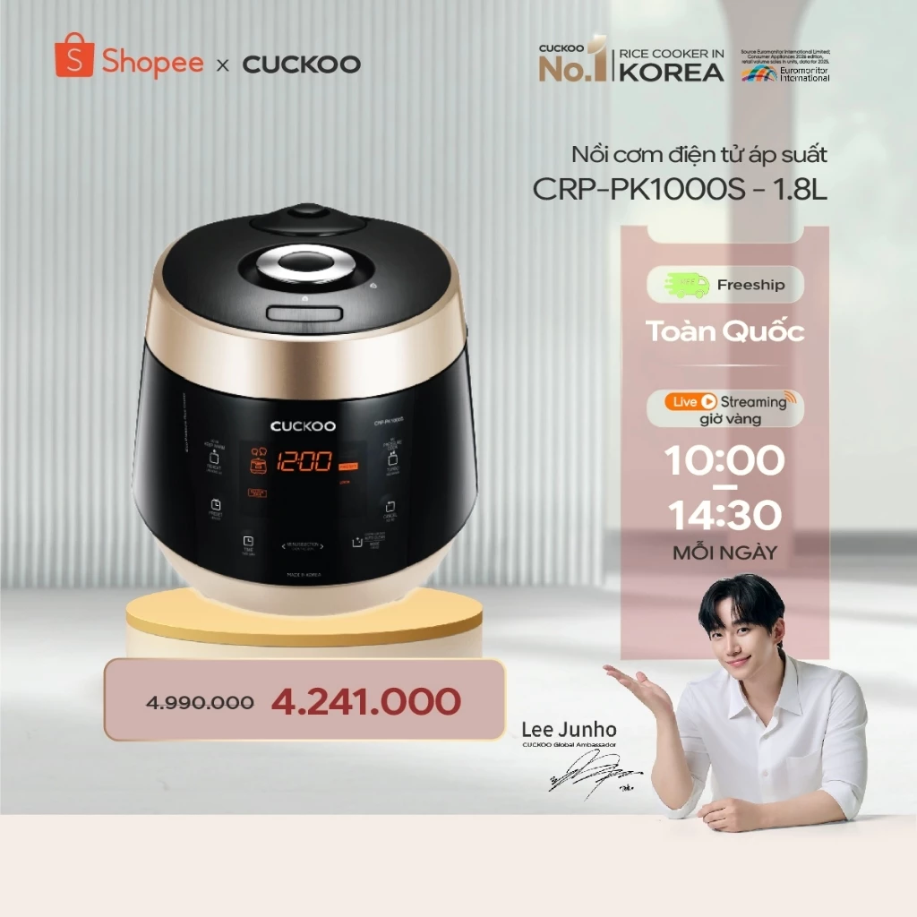 Nồi cơm điện tử áp suất CUCKOO CRP-PK1000S 1,8 lít - Hàng chính hãng